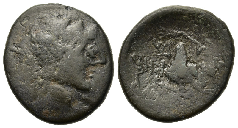 Macedon, Thessalonica, c. 187-131 BC. Æ (21,5mm, 7,00g). Wreathed head of Dionys...