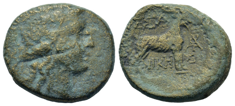 Macedon, Thessalonica, c. 187-31 BC. Æ (20,8mm, 7.5g). Head of young Dionysos r....