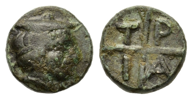 Macedon, Tragilos, c. 450-400 BC. Æ (9mm, 0.96 g). Head of Hermes right, wearing...