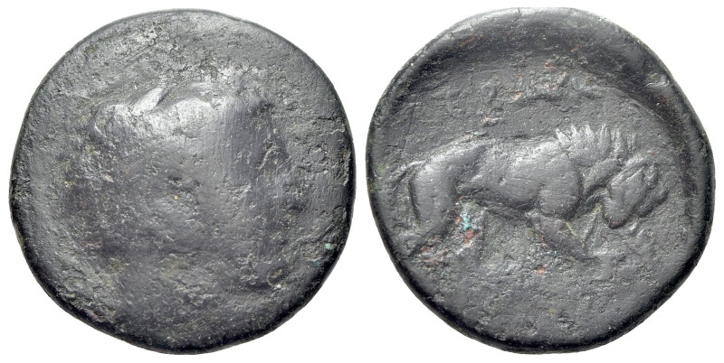 Kings of Macedon, Perdikkas III (365-359 BC). Æ (16mm, 3.05g, 12h). Head of Hera...