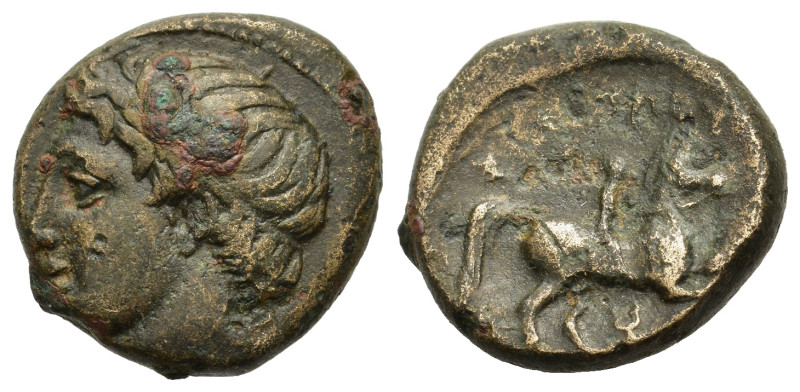 kings of Macedon. Philip II (359-336 BC). Æ (16,4mm, 6g). Diademed head of Apoll...