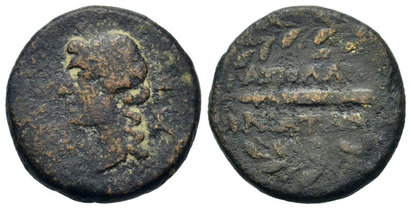 Illyria, Apollonia, 100-50 BC. Æ (20,5mm, 8g). Laureate head of Apollo l.; three...