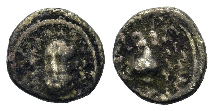 Thessaly. Larissa, c. 344-337 BC. AR Obol (6,8mm, 0.3g). Head of the nymph Laris...