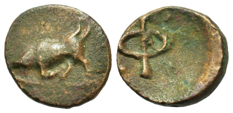 Phliasia, Phlius, c. 431-370 BC. Æ (13mm, 1.9g). Bull butting l. R/ Large Φ betw...