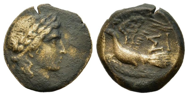 Sikyonia, Sikyon, c. 90-60 B.C. AE trichalkon (17.4mm, 3.5g). Laureate head of A...