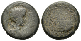 Augustus or Tiberius. Lydia, Nysa. Uncertain Magistrate: Philokaisar (grammateus for the second time). Laureate head of Augustus(?) or Tiberius (?) r....