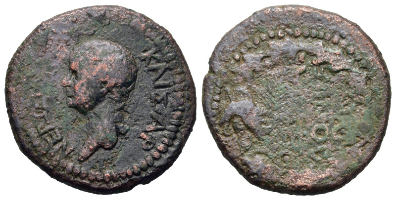 Nero (Caesar, 50-54). Macedon, Thessalonica. Æ (23,emm, 8.8g). Bare head l. R/ Θ...