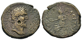 Uncertain Antonine Emperor. Macedon, Amphipolis. Æ (23mm, 9g). Laureate head r. R/ Turreted tyche seated l., holding patera. Cf. RPC IV.1, 9604 (tempo...