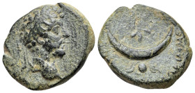 Marcus Aurelius (161-180). Mesopotamia. Carrhae. Æ (22mm, 10.01g, 1h). Laureate head left. R/ Crescent on filleted globus; star above. RPC IV.3 Online...