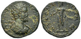 Septimius Severus (193-211). Arcadia, Orchomenos. Æ (21,8mm, 5g). Laureate and cuirassed bust right, seen from the front. R/ OPXOMENIWN. Poseidon stan...