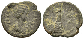 Plautilla (Augusta, 202-211). Corithia, Corinth. Æ (25,2mm, 6.3g). Draped bust r. R/ Aphrodite statue l., set on rock.