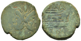 L. Cornelius Cinna, Rome, 169-158 BC. Æ As (30,4mm, 21g). Laureate head of bearded Janus. R/ Prow of galley r.; CINA above. Crawford 178/1; RBW 752.