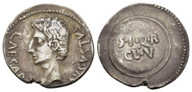 Augustus (27 BC-AD 14). AR Denarius (19.7mm, 3.9g), uncertain mint in Spain (Colonia Caesaraugusta?), circa 19-18 BC. CAESAR AVGVSTVS Bare head of Aug...
