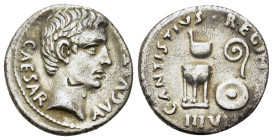 Augustus (27 BC-AD 14). AR Denarius (18mm, 3.7 g), C. Antistius Reginus, moneyer, Rome, 13 BC. CAESAR AVGVSTVS Bare head of Augustus to right. R/ C•AN...