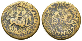 Nero and Drusus Caesar, brothers of Gaius (died 31 and 33). Æ Dupondius (29,2mm, 11g). Rome, 37-38 AD. Nero and Drusus on horseback riding right. R/ L...