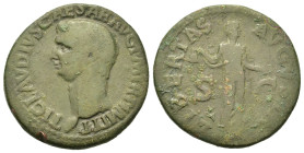 Claudius (41-54). Æ As (29mm, 10.5g). Rome. Bare head l. R/ Libertas standing front, head r., holding pileus and extending hand. RIC 113.