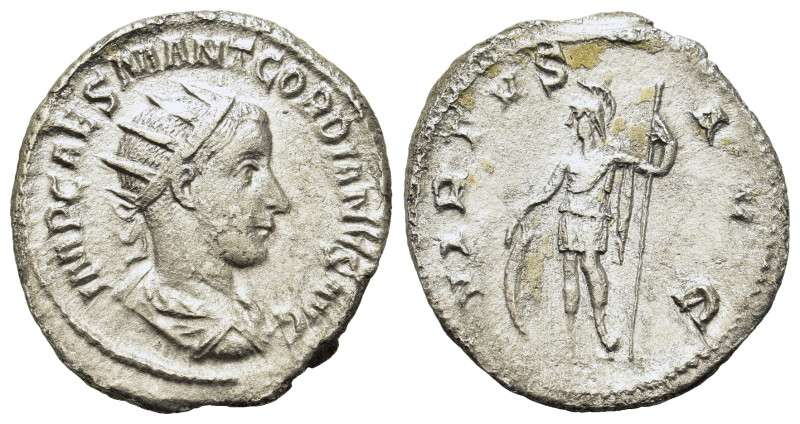 Gordian III (238-244). AR Antoninianus (20,4mm, 4.6g). Rome. Radiate, draped and...