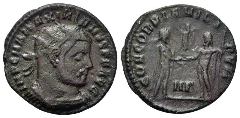 Maximianus (286-305). Æ Radiate (21mm, 2.7g). Heraclea. Radiate, draped and cuir...