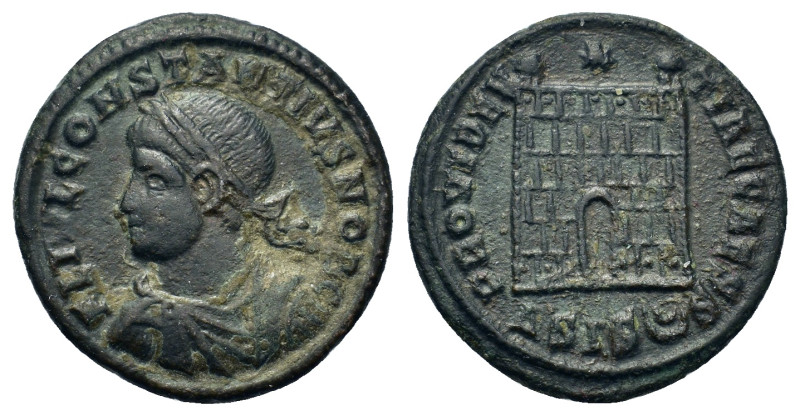 Constantius II (Caesar, 324-337). Æ Follis (18mm, 2.7g). Siscia. Laureate, drape...