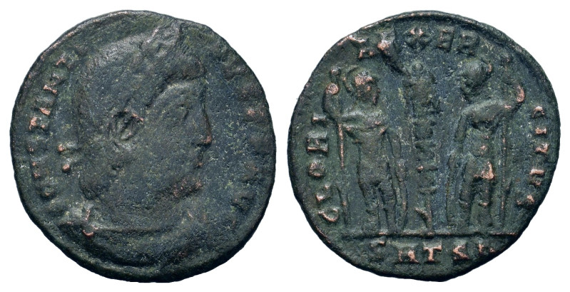 Constantius II (337-361). Æ Follis (15,7mm, 1.2g). Thessalonica, AD 337-340. Lau...