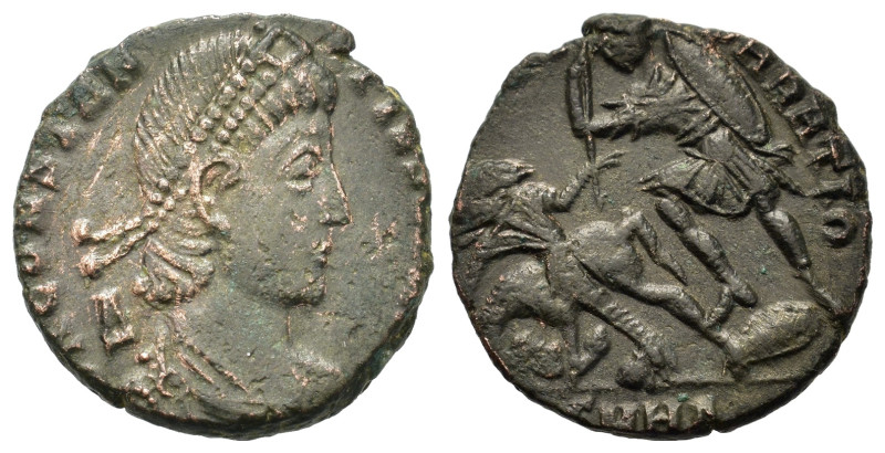 Constantius II (337-361). Æ Follis (18,5mm, 4g). Heraclea. Pearl-diademed, drape...