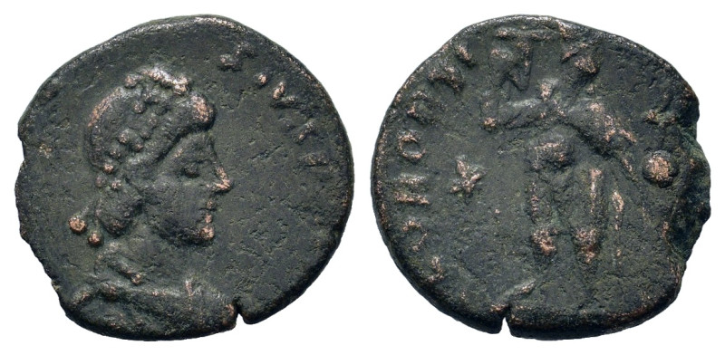 Theodosius II (402-450). Æ (12,7mm, 1.4g). Uncertain mint. Diademed draped bust ...