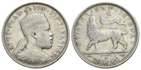 Ethiopia, Solomonic Dynasty. Menelik II (1889-1913). AR Ya Birr Rub (25mm, 6.92g, 6h). Paris mint; Jean LaGrange, engraver general. Dated EE 1887 (AD ...