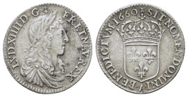 France. Ludwig XIV (1643-1715). AR 1/12 Ecu 1660 (20mm, 2.1g). KM 199.3.