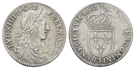 France. Ludwig XIV (1643-1715). AR 1/12 Ecu 1661 (20mm, 2.1g). KM 199.5.