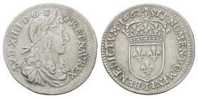 France. Ludwig XIV (1643-1715). AR 1/12 Ecu 1662 (20,8mm, 2g). Duplessy 1486.