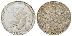 Germany. 20th Summer Olympic Games, Munich 1972. 10 Mark 1972 D (32,4mm, 15.6g). KM 132.