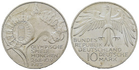 Germany. 20th Summer Olympic Games, Munich 1972. 10 Mark 1972 J (32,4mm, 15.5g). Hamburgh. KM 133.