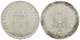 Germany. 800th Anniversary of the Port of Hamburg. 10 Mark 1989 (32,4mm, 15.3g). KM 171.