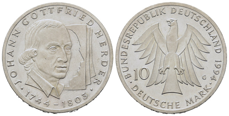 Germany. 250th Anniversary of the birth of Johann Gottfried Herder. 10 Mark 1994...