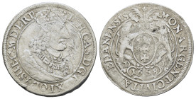 Poland. Johann Casimir (1649-1668). AR 1/4 Taler 1658 (30,3mm, 6g). Danzig. Kopicki 7623.