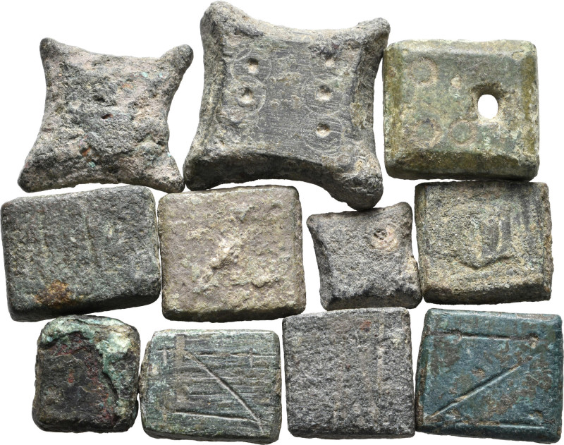 Lot of 11 Late Roman - Byzantine Æ Weights. Lot sold as seen, no returns. From t...