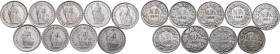 Lot of 9 Switzerland, Confederation AR 1/2 Francs. Lot sold as seen, no returns. From the Vitangelo Collection.