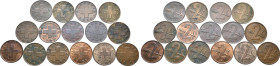 Lot of 15 Switzerland, Confederation Æ 2 Centimes. Lot sold as seen, no returns. From the Vitangelo Collection.