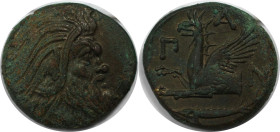 Griechische Münzen, BOSPORUS. Pantikapaion. AE 314-310 v. Chr. (6,40 g. 22 mm). Vs.: Kopf Pan (Satyr) rechts. Rs.: ПАN, Vorderteil des Greifs links, u...