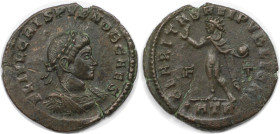 Römische Münzen, MÜNZEN DER RÖMISCHEN KAISERZEIT. Crispus (317-326 n. Chr). Follis 317-318 n. Chr., Treveri (Trier). (2,82 g. 20 mm) Vs.: FL IVL CRISP...