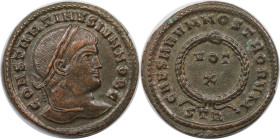 Römische Münzen, MÜNZEN DER RÖMISCHEN KAISERZEIT. Constantinus II. (337-340 n. Chr). Follis 323-324 n. Chr., Trier. (3.10 g. 19.5 mm) Vs.: CONSTANTINV...