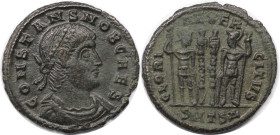 Römische Münzen, MÜNZEN DER RÖMISCHEN KAISERZEIT. Constans (337-350 n. Chr). Follis 335-336 n. Chr., Thessalonica. (2.26 g. 19.5 mm) Vs.: CONSTANS NOB...