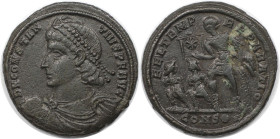 Römische Münzen, MÜNZEN DER RÖMISCHEN KAISERZEIT. Constantius II. (337-361 n. Chr). Follis, Constantinopolis. (5.66 g. 23 mm) Vs.: DN CONSTANTIVS PF A...