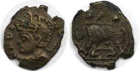 Römische Münzen, MÜNZEN DER RÖMISCHEN KAISERZEIT. Constantinopolis. Follis ca. 350 n. Chr. (0.70 g. 13 mm) Vs.: Büste der Roma mit Helm n. l. Rs.: Lup...