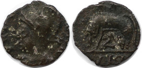 Römische Münzen, MÜNZEN DER RÖMISCHEN KAISERZEIT. Constantinopolis. Follis ca. 350 n. Chr. (0.26 g. 9.5 mm) Vs.: Büste der Roma mit Helm n. l. Rs.: Lu...