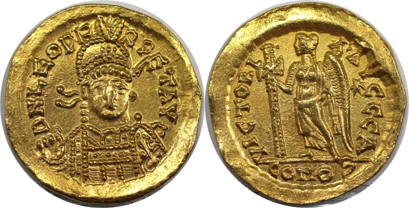 Römische Münzen, MÜNZEN DER RÖMISCHEN KAISERZEIT. Leo I. AV Solidus. Konstantino...