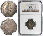 RDR – Habsburg – Österreich, RÖMISCH-DEUTSCHES REICH. Ferdinand III. (1637-1657). 3 Kreuzer 1643. Silber. KM 835. NGC MS 64