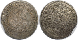 RDR – Habsburg – Österreich, RÖMISCH-DEUTSCHES REICH. Leopold I. (1657-1705). VI Kreuzer 1678, Wien. Vorzüglich