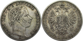 RDR – Habsburg – Österreich, KAISERREICH ÖSTERREICH. Franz Joseph I. (1848-1916). 1 Florin 1859 A, Wien. Silber. KM 2219. Sehr schön-vorzüglich...