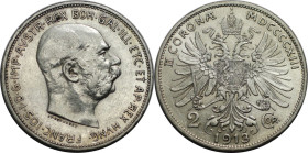 RDR – Habsburg – Österreich, KAISERREICH ÖSTERREICH. Österreich-Ungarn. Franz Joseph I. (1848-1916). 2 Kronen 1913. Jaeger 384. Silber. Fast Stempelgl...